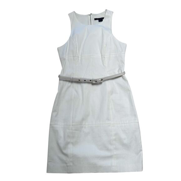 French Connection White Belted Shift Dress Size 8 - Picture 1 of 5